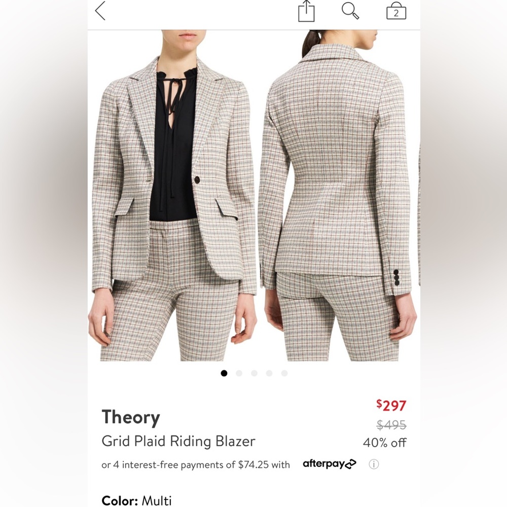 Theory Women’s Black BlazerWith Silver Details